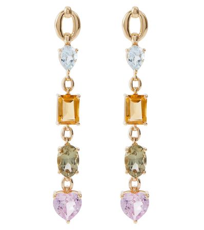 Nadine Aysoy - Catena 18kt gold earrings with topaz, citrine, amethysts and sapphires | Mytheresa
