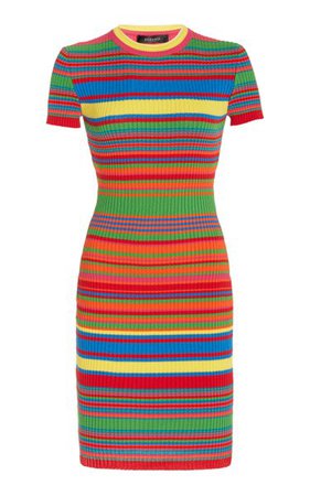 Striped Ribbed Cotton Mini Dress By Versace | Moda Operandi