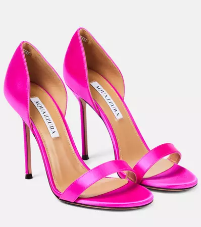 Uptown Satin Sandals in Pink - Aquazzura | Mytheresa