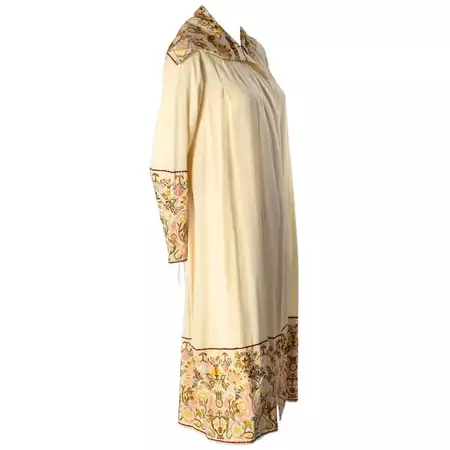 Edwardian Silk Art Deco Vintage Robe or Coat Extraordinary Fine Embroidery For Sale at 1stDibs | art deco robe, robe art nouveau, antique robe