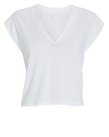 FRAME Le High Rise V-Neck Cotton T-Shirt | INTERMIX®