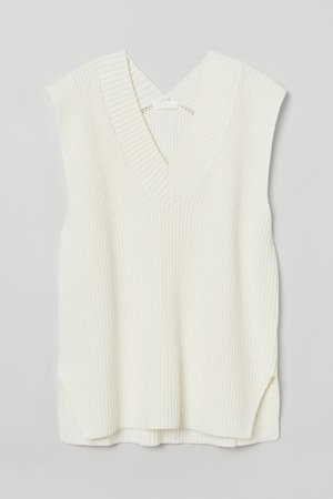 Rib-knit Sweater Vest - White - Ladies | H&M CA