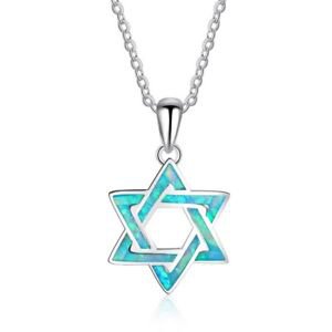 925 Sterling Silver Opal Jewish Star of David Pendant & Necklace | eBay