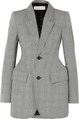 Balenciaga | Hourglass Prince of Wales checked wool-blend blazer | NET-A-PORTER.COM