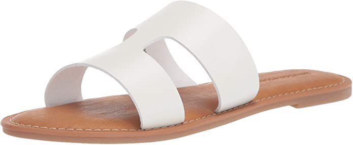 Amazon.com: Amazon Essentials Women's H Band Flat Sandal, White, 5 B US: Shoes