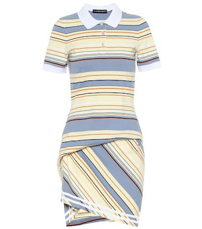 Striped cotton piqué dress