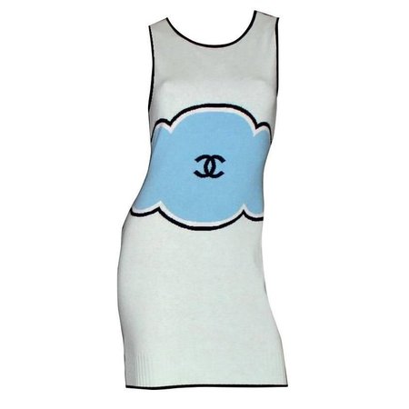 Classy Chanel Signature CC Logo Enblem Cashmere Dress For Sale at 1stdibs