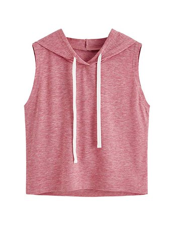 SweatyRocks Women's Summer Sleeveless Hooded Crop Tank Top T-shirt Burgundy XXL at Amazon Women’s Clothing store