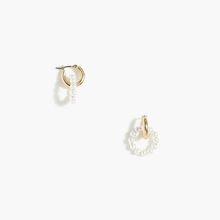 Interlocking gold and pearl hoop earrings