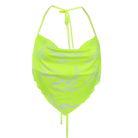 Flipper Neon Green Halter Neck Handkerchief Cami Top | Elsie & Fred | Wolf & Badger
