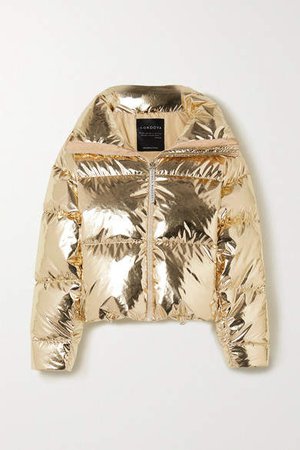 Mont Blanc Hooded Metallic Quilted Down Ski Jacket - Gold