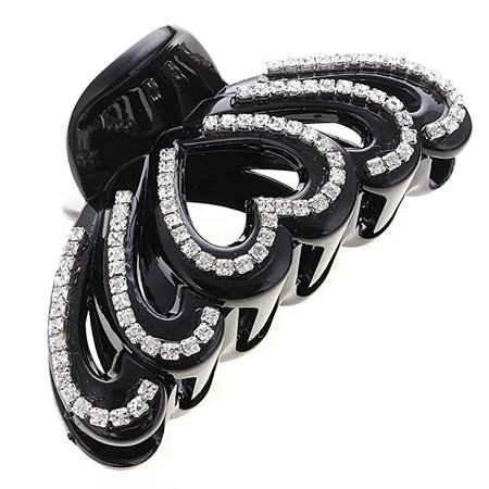 Amazon.com : Numblartd Black Acrylic Rhinestones Large Fancy Bathe Hair Claw Clip for Thick Hair - Elegant Exquisite Plate Hair Jaw Clips Hairpin for Women Lady (Love-heart shape) : Beauty