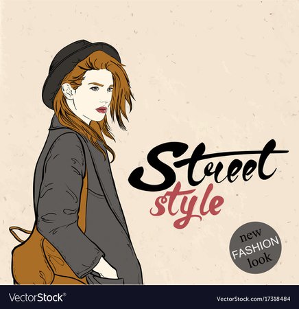 Fashion girl with graffiti letters Royalty Free Vector Image