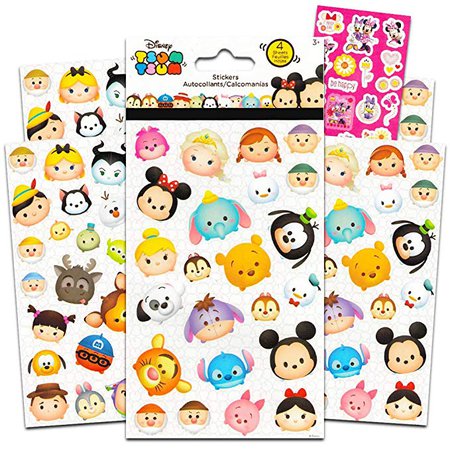 Amazon.com: Disney Tsum Tsum Stickers - 4 Sheets of Stickers Featuring Mickey Mouse, Minnie Mouse, also Featuring Tsum Tsum Characters from Frozen, Toy Story, Monsters Inc and Many More by Disney Studios: Toys & Games