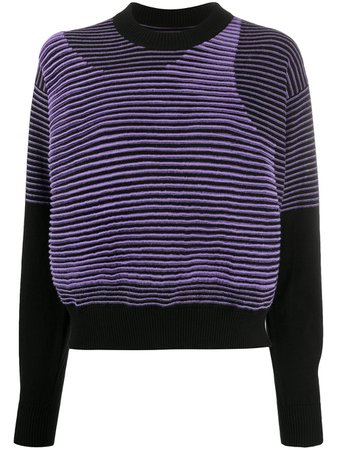Purple & black MM6 Maison Margiela asymmetric knitted jumper S52HA0199S17382 - Farfetch