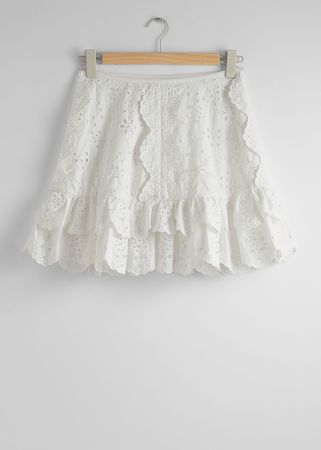 Scalloped Ruffle Mini Skirt - White - Mini skirts - & Other Stories US