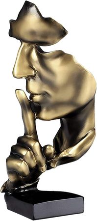 Amazon.com: aboxoo Thinker Statue, Silence is Gold Abstract Art Figurine, Modern Home Resin Sculptures Decorative Objects Piano Desktop Decor for Creative Room Home, Office Study (Gold) : Home & Kitchen