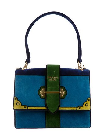 Prada 2017 Cahier Trompe l'Oeil Velvet Shoulder Bag - Handbags - PRA234618 | The RealReal