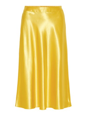 yellow satin skirt