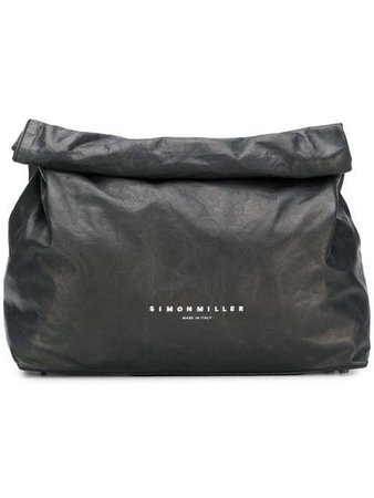 Simon Miller Black Lunchbox 30 Leather Clutch Bag | Farfetch.com