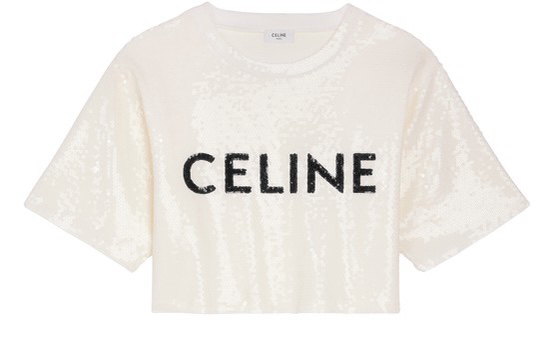 CELINE Embroidered Celine T-shirt Cotton Jersey