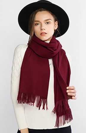 RIIQIICHY Scarfs for Women Fall Winter Burgundy Pashmina Shawls and Wraps for Evening Dresses Wedding Shawl Blanket Scarves at Amazon Women’s Clothing store