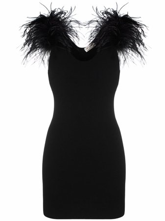 Saint Laurent feather-embellished Shoulder Mini Dress - Farfetch