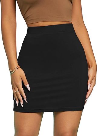 Amazon.com: SOLY HUX Women's Basic High Waisted Elastic Solid Pencil Sexy Bodycon Mini Skirt : Clothing, Shoes & Jewelry