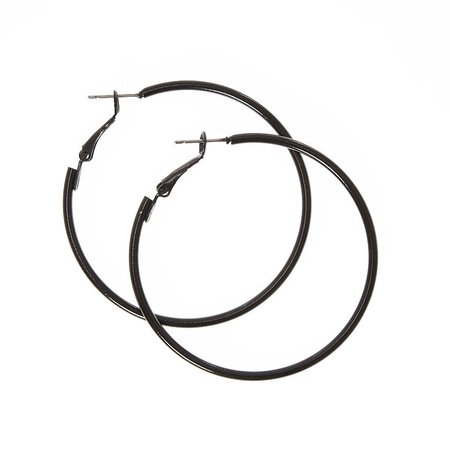 50MM Hoop Earrings - Black | Claire's US