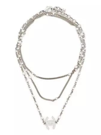 Chanel Pre-Owned 2000s CC pearl-embellished multi-chain Necklace - Farfetch