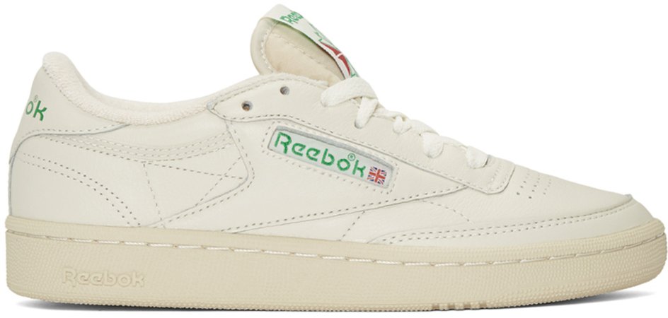 Reebok Classics White & Green Club C 85 Vintage Sneakers