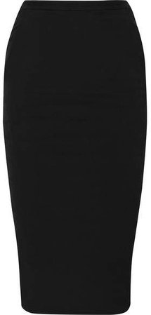 Pillar Ruched Cotton-blend Jersey Midi Skirt - Black