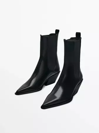 Leather high heel ankle boots - Massimo Dutti