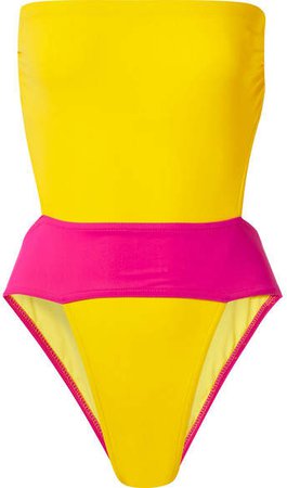 Helene Cutout Color-block Swimsuit - Yellow