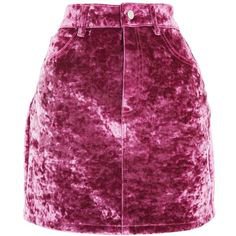 TopShop Moto Bonded Velvet Mini Skirt ($80) ❤ liked on Polyvore featuring skirts, mini skirts, bottoms, pink, purple velvet skirt, short pink skirt, short skirts and short mini skirts