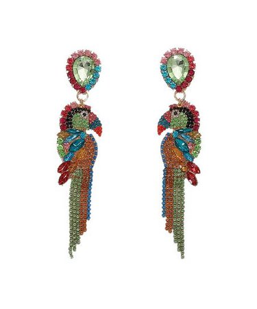 Uniquely Irregular Blue & Red Rhinestone Toucan Drop Earrings | Zulily