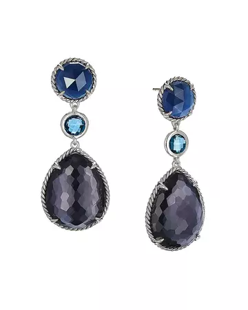 David Yurman Châtelaine® Teardrop Earrings with Black Orchid, Indian Blue Sapphire & Hampton Blue Topaz | Bloomingdale's