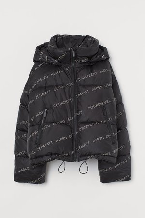 Patterned Puffer Jacket - Black/patterned - Ladies | H&M US