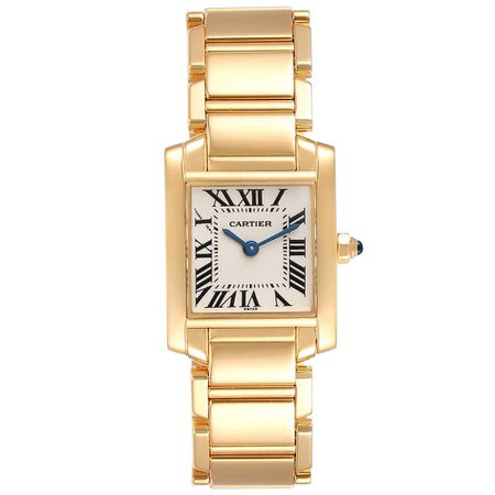Cartier Silver 18K Yellow Gold Tank Francaise Quartz W50002N2 Women's Wristwatch 20 x 25 MM Cartier | TLC