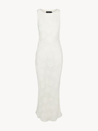 Carla Lily Devoré Ivory | White floral silk maxi dress | Réalisation