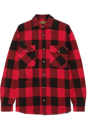 MadeWorn | Sutton distressed checked cotton-flannel shirt | NET-A-PORTER.COM