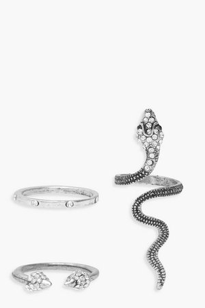 Statement Snake Ring Pack | Boohoo