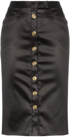 Button front pencil skirt
