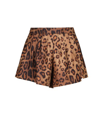 Etro Leopard-print silk faille shorts