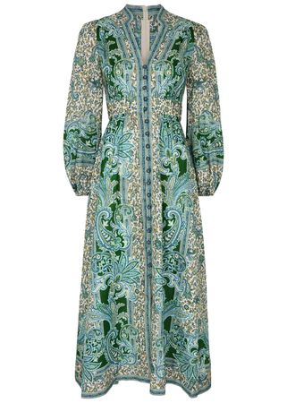 ZIMMERMANN Ottie printed linen maxi dress | Harvey Nichols