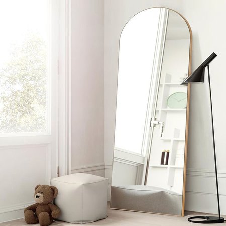 Arched Mirror Full-length Floor Mirror with Standing - Overstock - 34419118 - 64x21 - Gold