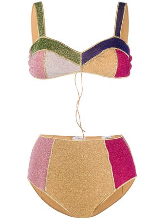 Oseree Shimmer Colour Block Bikini Set | Farfetch.com