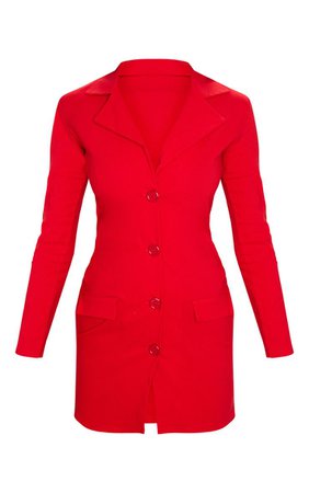 Red Stretch Pocket Detail Mini Dress | PrettyLittleThing USA