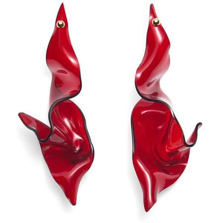Transulcent Red Acrylic Hanging Earrings