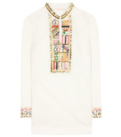 Tory embroidered linen and cotton tunic